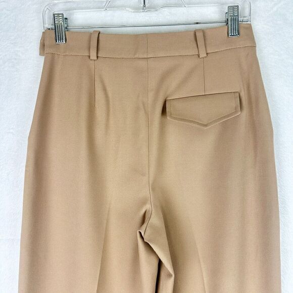 Zara Buttoned Wide Leg Pants Size XS NWT High Waist Camel Tan - Picture 4 of 7